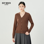深呼吸DEEP BREATH女裝可機(jī)洗純羊毛針織開(kāi)衫女A400298 焦糖 M (3碼)