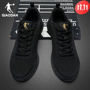 喬丹（QIAODAN）男鞋運動(dòng)鞋2024春夏季新款透氣網(wǎng)面跑步鞋男款減震跑鞋子 黑色/金色246 42