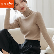 紅蜻蜓2025年高領(lǐng)針織衫女裝長袖修身顯瘦打底上衣衫黑白色內(nèi)搭女士毛衣 駝色 均碼