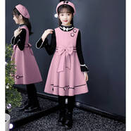 金布?。↗INBUDING）秋季女童連衣裙適合3-15歲小女孩穿的秋裝新款洋氣公主裙女寶寶小 粉色+打底衫 兩件套 150 建議60-69斤