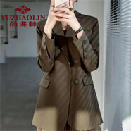 俞兆林小西裝女西裝外套女春秋款2023新款感網(wǎng)紅抖音韓版中長款女式外套 深咖色 XL 建議125-140斤