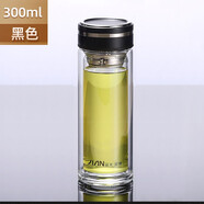 富光玻璃杯男雙層加厚一體燒制水晶杯底車載隔熱防燙水杯子 黑色加厚300毫升