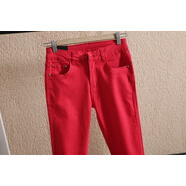 紫蘿蓮糖果色九分休閑牛仔褲女夏季修身顯瘦百搭彩色打底小腳褲子 紅色九分 29【2尺2