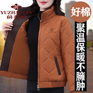 俞兆林 夾棉輕薄小棉襖女冬季2023新款秋冬洋氣羽絨棉服短款棉衣外套 焦糖 2XL 【建議130-140斤】