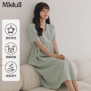 米度麗孕婦連衣裙夏季大碼女裝孕婦裝春夏薄款春秋孕婦裙子夏天仙女 綠色（時尚V領 冰爽透氣） M【建議體重：80-110斤】