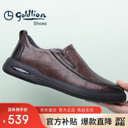 金利來（Goldlion）男鞋男士休閑鞋時尚商務舒適套腳休閑皮鞋G506310110CCB棕色40