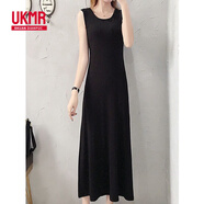 UKMR牛奶絲新款打底連衣裙女式內搭無(wú)袖長(cháng)裙黑色背心吊帶a字長(cháng)裙 黑色 08款 2XL 建議145-160斤