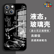 迪士尼小熊維尼手機殼適用蘋果可愛卡通潮牌維尼熊高級感玻璃外殼網(wǎng)紅男女款液態(tài)硅膠軟邊全包防摔保護套 【玻璃質(zhì)感黑】維尼熊-BL8963 iPhone12