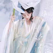 十三余小豆蔻兒[云上流嵐]夏季清冷雙層大袖衫長衫印花套裝漢服女 長衫 現(xiàn)貨 M