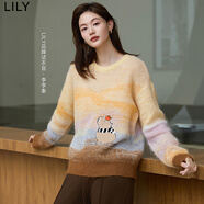 LILY卡皮巴拉馬海毛柔軟圓領(lǐng)漸變休閑毛衣針織衫女冬新款女裝 201黃色 L