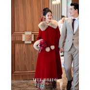 米詩(shī)德結婚新娘紅色毛呢外套女新年呢子大衣冬季本命年衣服婚禮喜慶禮服 毛呢外套[優(yōu)質(zhì)版 L 建議130至145斤