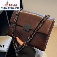 袋鼠（KANGAROO）高品質(zhì)女包2025新款夏季時(shí)尚百搭復(fù)古鏈條包單肩斜挎信封包 咖啡色