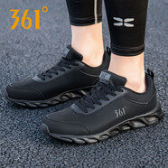 361°男鞋運(yùn)動(dòng)鞋男跑步鞋夏季361度男休閑鞋大碼網(wǎng)鞋軟底旅游鞋子 曜石黑/黑炭灰2279（皮面） 39