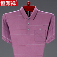恒源祥品牌高檔男裝 短袖T恤男純棉薄款帶領(lǐng)真口袋寬松中老年爸爸純色夏裝上衣百搭 919皮粉 165/80A