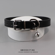 QMXD百搭黑色choker皮質(zhì)項圈鈴鐺頸鏈女士小眾頸帶日常通勤朋克項鏈男 項圈