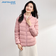 真維斯（JEANSWEST）羽絨服女輕薄短款冬季立領(lǐng)修身保暖顯瘦加絨外套女粉色M