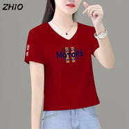 ZHIOv領t恤女寬松2025夏季新款韓版休閑短款上衣顯瘦正肩小個子短袖女 磚紅色(MOT) L 建議100-110斤