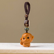 思懷高檔檀木生肖猴汽車(chē)鑰匙扣掛件男女小猴子復古創(chuàng  )意手機鏈平安掛飾 芭比檀-鑰匙扣款