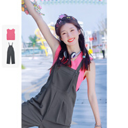 詩(shī)凡黎（'SEIFINI）【明星同款】甜酷背帶褲2024夏新款女小眾獨特顯瘦百搭褲子女 玫紅（針織衫） L 165/88A