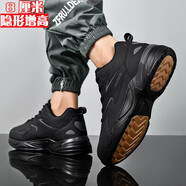 德?tīng)柤佣啵―elocrd）隱形內增高男鞋8公分6CM男士增高鞋運動(dòng)休閑鞋透氣網(wǎng)面春秋夏季 258黑色增高8CM皮面 44 (偏小1碼)