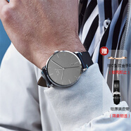 M.B.K手表男士名表新年生日禮物腕表全自動(dòng)鏤空機械休閑防水運動(dòng)男表 鋼殼灰面白線(xiàn)黑皮帶