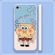 iPhone5s蘋果5/5s/se手機殼ip5蠟筆小新A1723軟膠套pg5防摔5s男女卡通 鼓嘴 海綿寶寶-直角邊-古董白 iPhoneSE