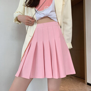 笙格兒松緊腰半身裙女夏季口袋款百褶裙秋冬2024新款高腰顯瘦小個(gè)子短裙 粉色 XL