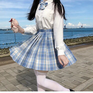 唐努烏【7件套】JK制服襯衫裙套裝學(xué)生百褶裙正統半身裙學(xué)院風(fēng)短裙子 冰淇淋【7件套】 2XL 【125-135斤】