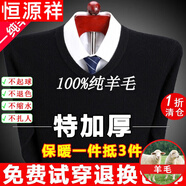 恒源祥純羊毛絨衫純羊毛毛衫毛衣男冬季加厚純半高領(lǐng)中年爸爸針織打底衫 黑色 低 領(lǐng)純?nèi)?00 XL 180碼(適合160-180斤)純?nèi)?00