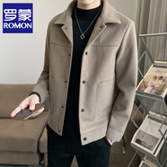 羅蒙（ROMON）男士夾克秋冬季新款修身商務(wù)休閑毛呢子短款氣質(zhì)百搭潮流加厚外套 咖色 M