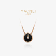 一萬(wàn)李/ YVONLI 上上簽系列 鉆石項鏈 18K玫瑰金項鏈女生日禮物 玫瑰金，鉆石，黑瑪瑙 17mm