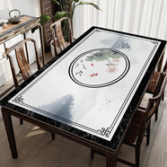 幸福布滿(mǎn)家 新中式餐桌墊皮革防水防油免洗防燙長(cháng)方形桌布中國風(fēng)家用茶幾墊 年年有余 60*120cm