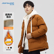 真維斯（JEANSWEST）棉衣男冬季加厚棉襖外套大碼情侶潮牌面包棉服男 焦糖 M