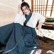 稻橙古裝原創(chuàng)漢服男情侶交領襦裙刺繡武俠風中國風成人學生套裝表演 浮云笙白 S