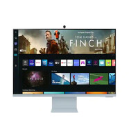 三星（SAMSUNG） 32英寸M8 UHD/4K 智能顯示器超高清HDR10+流媒體電視和攝像頭 藍色 游戲電影 工作和聊天 內置Alexa 32英寸 護眼無(wú)線(xiàn)藍牙內置音箱