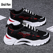 森馬品牌男鞋2025新款老爹鞋男士休閑運動(dòng)鞋男小白跑步鞋子潮鞋 F21黑紅色 44