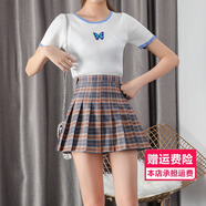 百折半身裙 夏百褶裙女高腰顯瘦減齡jk防走光小短裙秋冬a字大碼黑色格子裙百皺裙半截半生群高中大學(xué)生 淺灰格 XS 腰圍61厘米(1尺8)