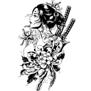米季琳草本紋身貼藝伎日式防水半逼真社會(huì)男女果汁貂蟬半臂