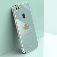 品美廉 PINMEILIAN OPPO R15夢(mèng)境版手機殼保護套 r15夢(mèng)境版楓葉直邊電鍍軟殼全包防摔硅膠殼 適用于 楓葉 薄荷綠+鋼化膜