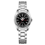 精工（SEIKO）手表 SEIKO5號系列休閑商務(wù)優(yōu)雅雙日歷全自動(dòng)機械女士腕表 黑盤(pán)鋼帶 SYMK17J1