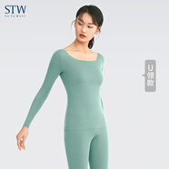 STW.SOTOWELL薄款莫代爾女士保暖內(nèi)衣無(wú)痕舒服隱形肉色打底衫長(zhǎng)袖內(nèi)搭單件秋衣 WB007 阿卡迪青（單件上衣） M
