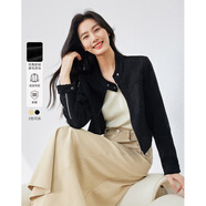 梵希蔓黃色美式復古短外套女2025年春季新款小個(gè)子拼接設計感上衣 M5675 黑色 XL