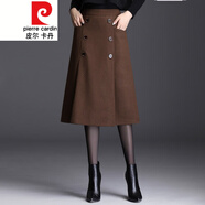 皮爾卡丹裙子女秋冬半身裙中長(zhǎng)款字毛呢長(zhǎng)裙臀型高腰2021秋款呢子針織 駝色 3XL 24