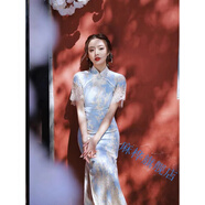 岡蹈旗袍改良連衣裙女夏季法式初戀蕾絲旗袍長(cháng)款夏復古改良年輕款少女 水溶蕾絲815 2XL