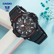 卡西歐（CASIO） 男表女表卡西歐手表男女情侶表學生時尚運動表太陽能雙顯電子表 MCW-100H-1AVDF暗夜黑橘