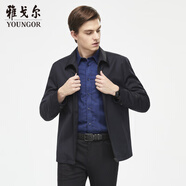 雅戈?duì)枺╕OUNGOR）單夾克男翻領(lǐng)單茄克時(shí)尚商務(wù)休閑男士上衣外套 VJJK429964FQA藏青色 XL 180/100A