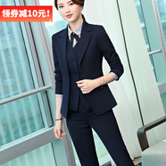 DGPZ小西裝女商務休閑女士小西服短外套職業(yè)通勤工裝上衣KL9917 藏藍西裝+褲子 2XL