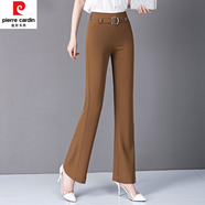 皮爾卡丹（pierre cardin）黑色褲子女春秋2024新款抗皺垂墜感休閑微喇褲女士高腰顯瘦喇叭褲 6808 焦糖色 長褲 29 【105-115斤】