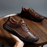 公牛世家男鞋春秋季新款男士休閑鞋軟底防滑透氣一腳蹬懶人鞋子男潮 暗棕 38