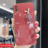 速舞 蘋(píng)果x手機殼女款網(wǎng)紅潮個(gè)性iPhonexs軟殼硅膠防摔xr鏡頭全包xsmax卡通可愛(ài)兔子限量版 蘋(píng)果Xs Max【山茶紅】電鍍水鉆兔子